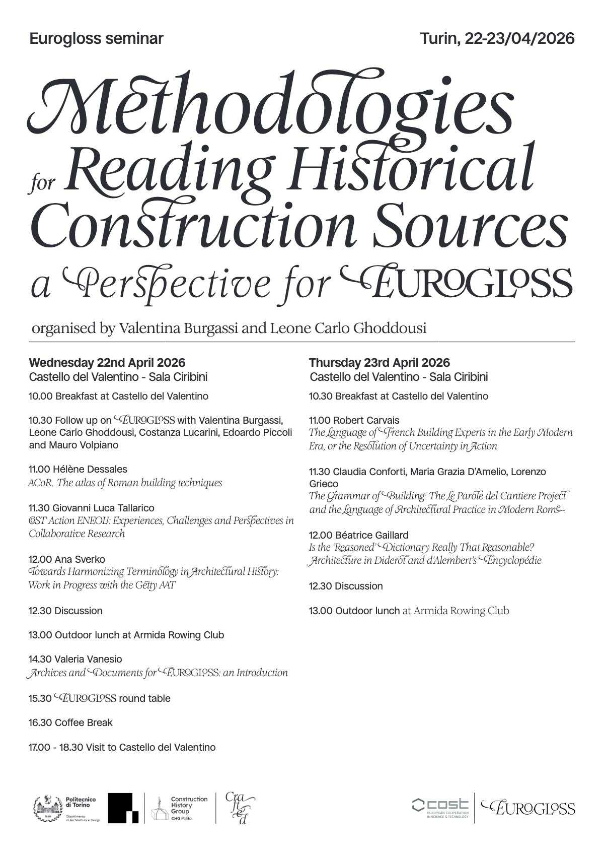 Flyer: Methodologies for Reading Historical Construction Sources: a Perspective for EUROGLOSS